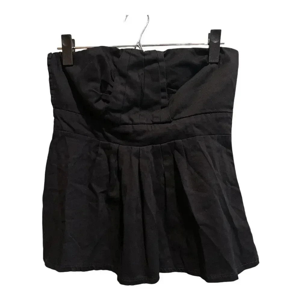 Studio Y Strapless Pleated Black Top | Size M